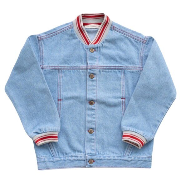 Fin & Vince Retro Denim Jacket Light Wash Ringer Trim